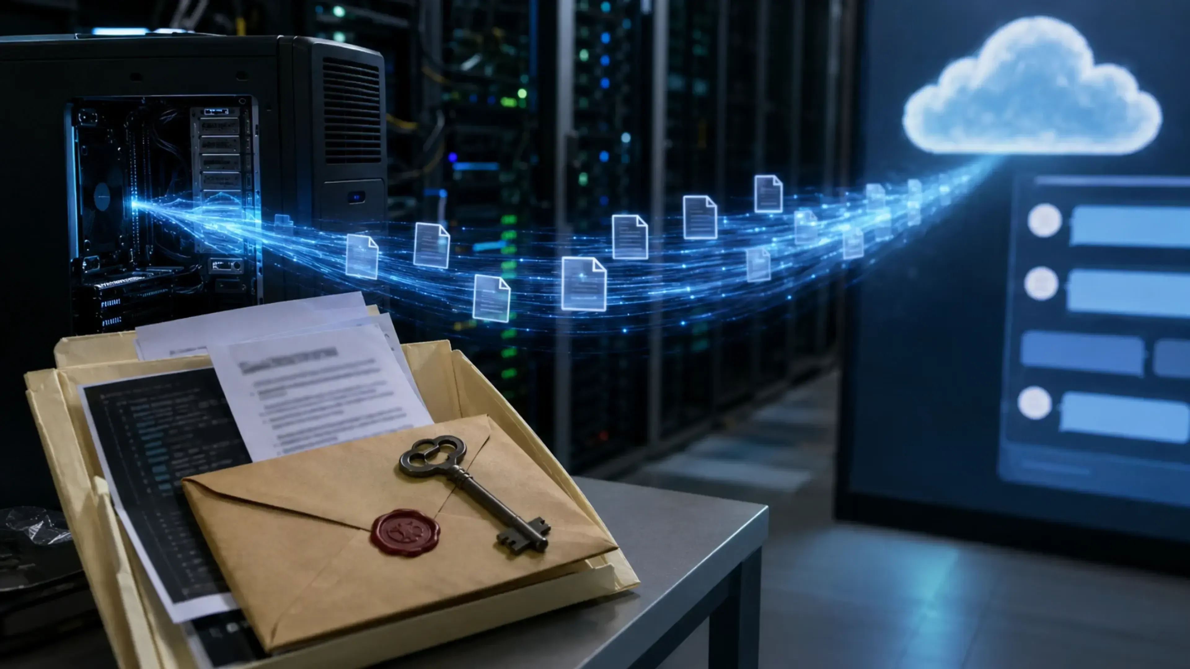 Archivos confidenciales salen de un servidor local y se transfieren hacia la nube, representando una vulnerabilidad que permite leer y exfiltrar datos sensibles sin autorización.