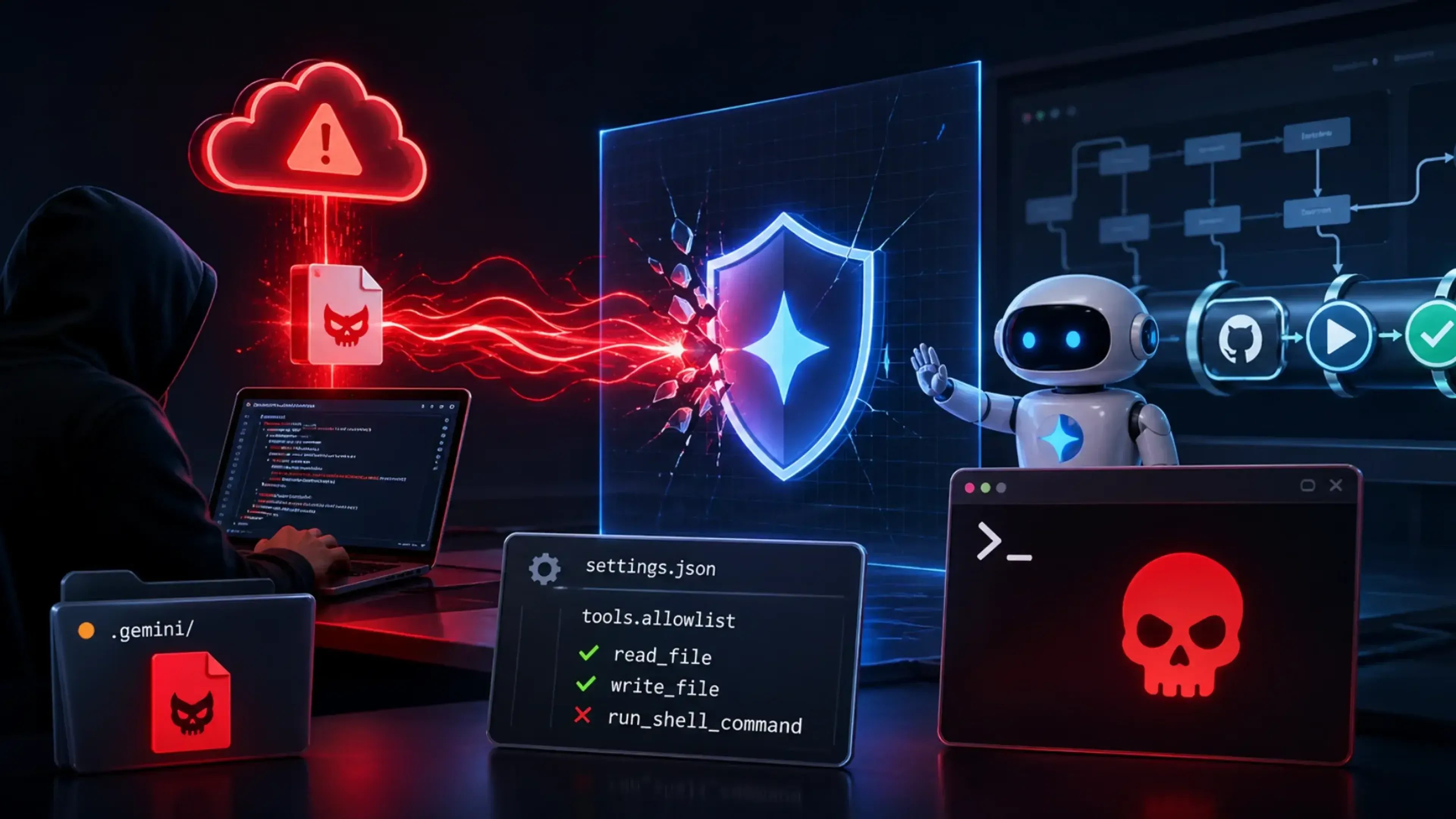 RCE en Gemini CLI por bypass de confianza de workspace y allowlisting de herramientas