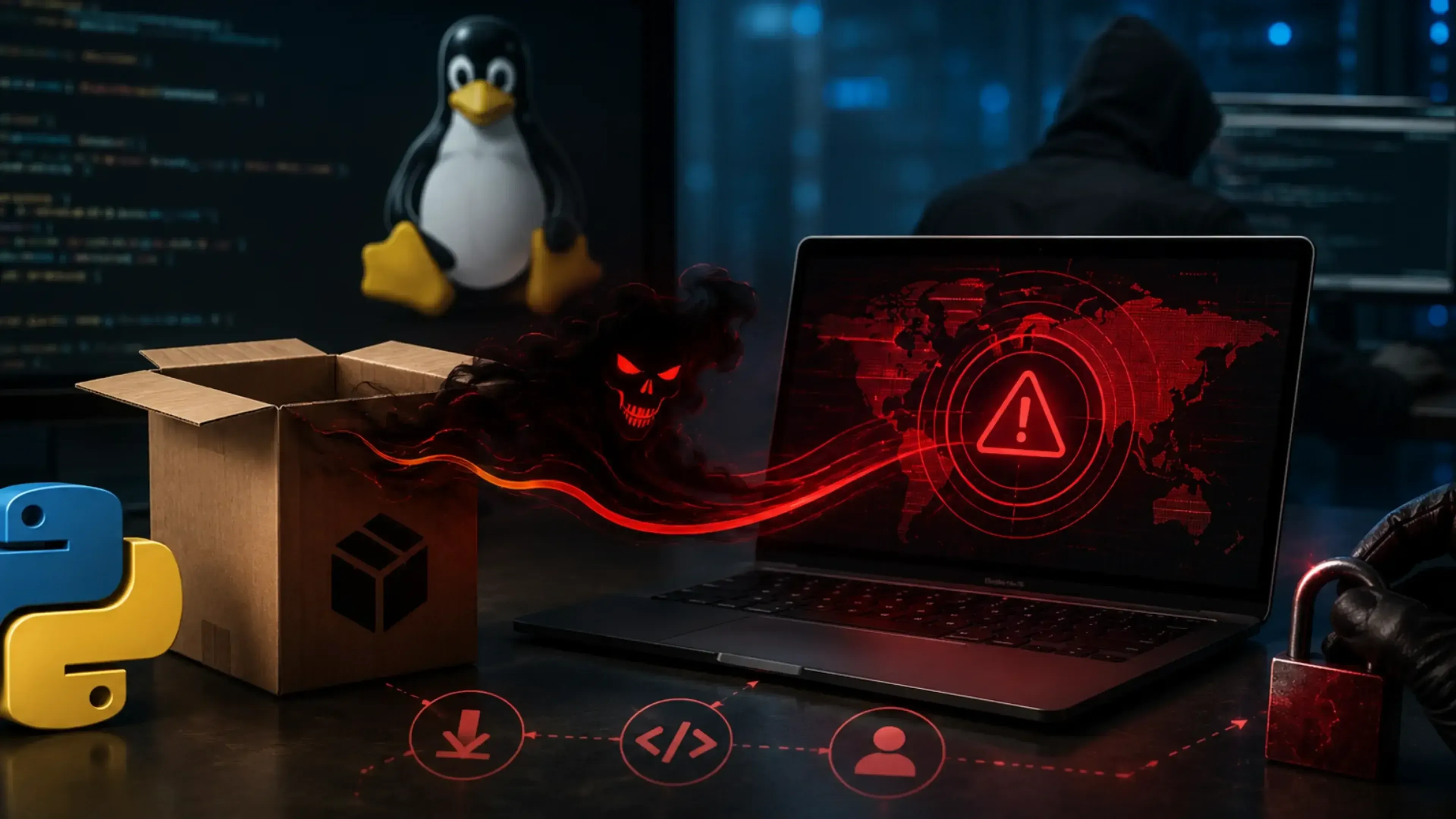 Paquete Python malicioso libera un dropper en Linux desde una caja de software, conectando el sistema a una alerta crítica de ciberseguridad y posible compromiso del host.